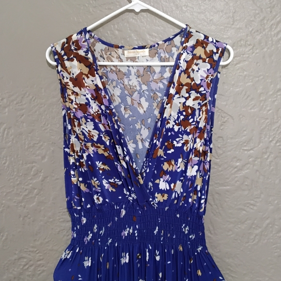 Seven Islands Wome'sWhite and Blue Plunge Neck Sleeveless Maxi Dress Size L - Picture 7 of 11